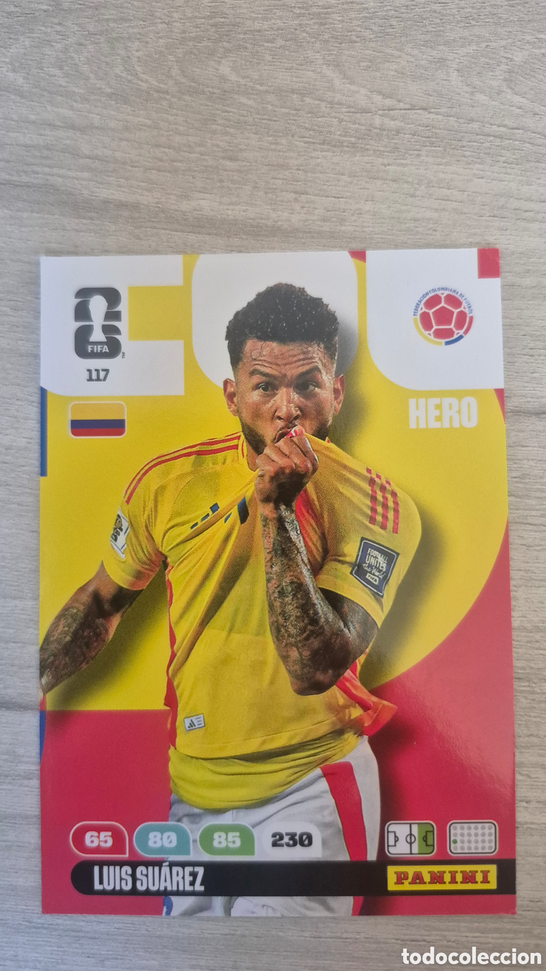 Cromos de F&uacute;tbol: N&deg;117 Colombia Luis Su&aacute;rez Adrenalyn FIFA World Cup 26