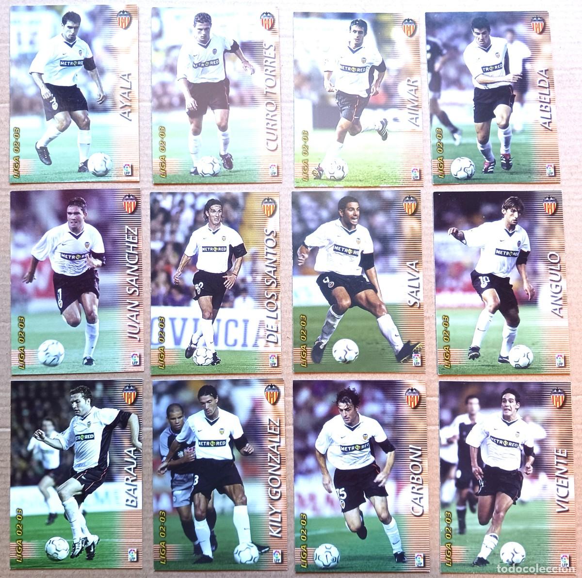 Figurine di Calcio: VALENCIA CF LOTE 12 CROMOS DIFERENTES PANINI SPORTS 2002 2003 BARAJA SALVA VICENTE ..CARD CARTA L195