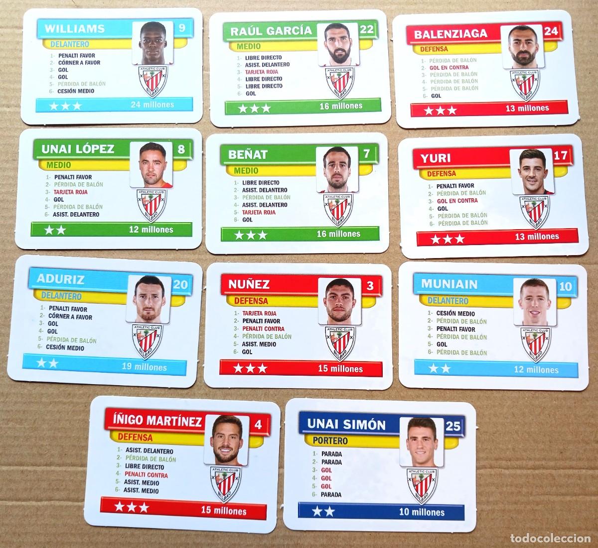Cromos de F&uacute;tbol: ATHLETIC CLUB BILBAO 11 CROMOS COLECCION COMPLETA JUEGO DE LA LIGA BORRAS 2019 2020 CARD CARTA L210