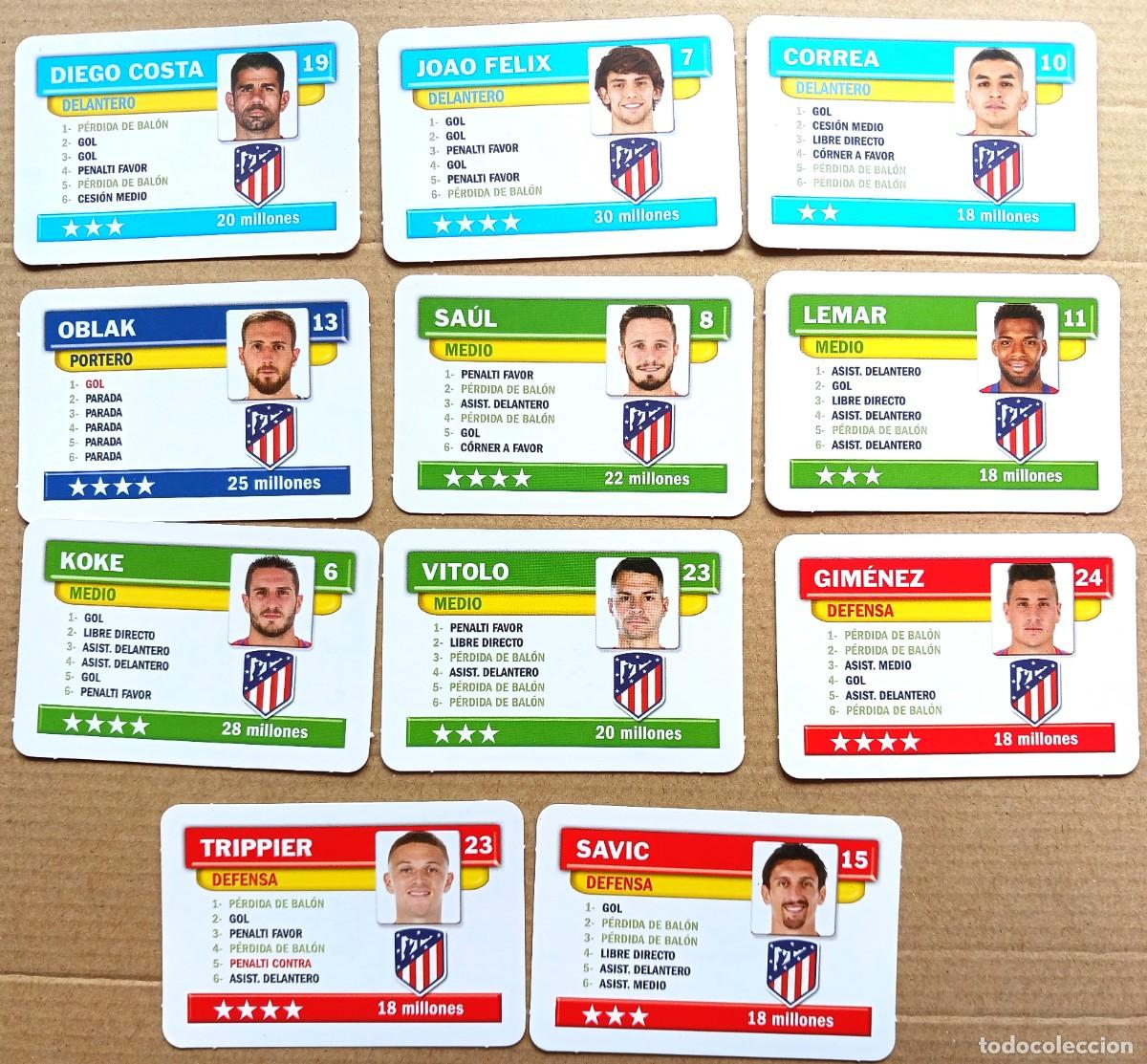 Cromos de F&uacute;tbol: ATLETICO DE MADRID 11 CROMOS COLECCION COMPLETA JUEGO DE LA LIGA BORRAS 2019 2020 CARD CARTA L211