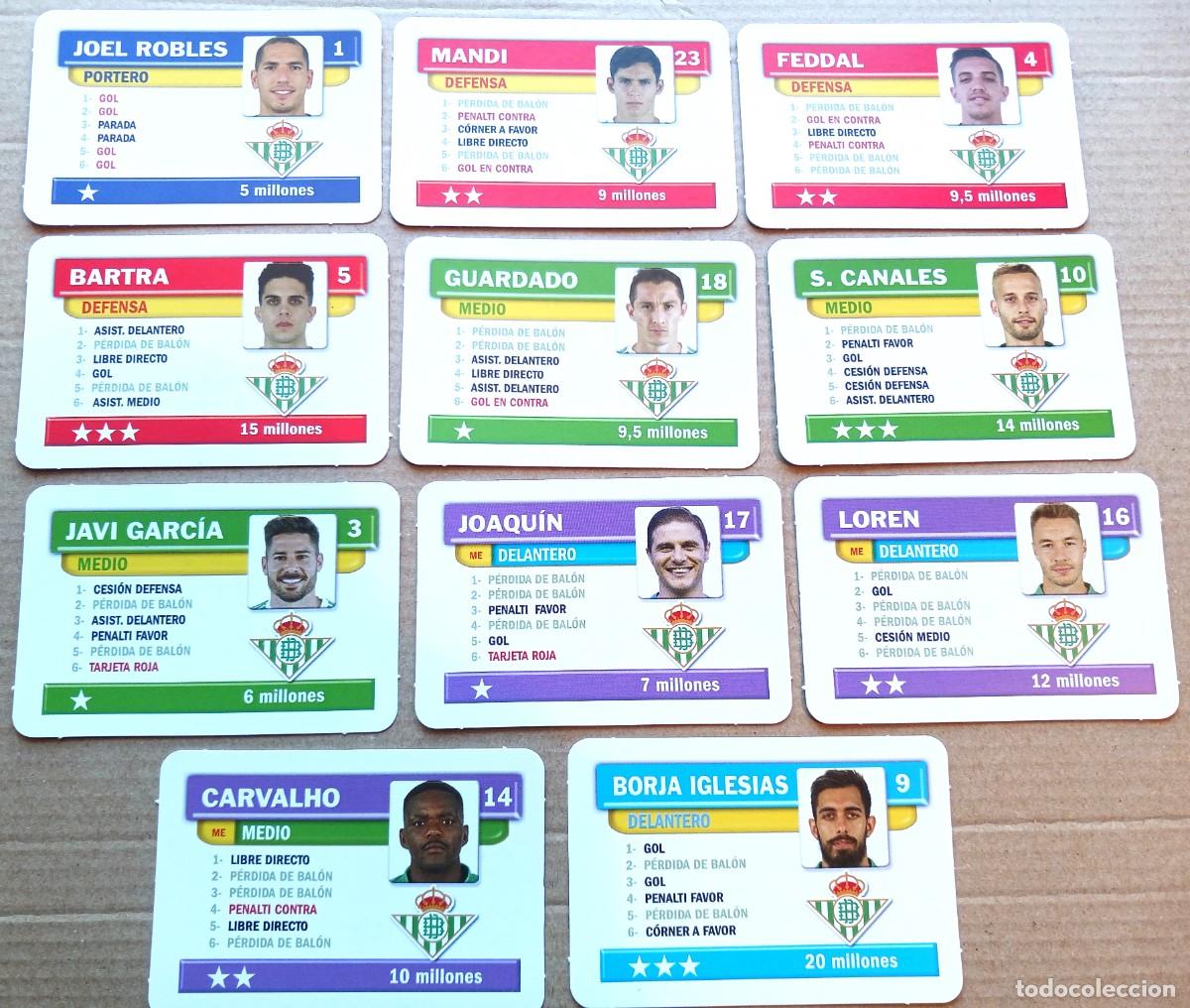 Cromos de F&uacute;tbol: REAL BETIS SEVILLA 11 CROMOS COLECCION COMPLETA JUEGO DE LA LIGA BORRAS 2019 2020 CARD CARTA L221