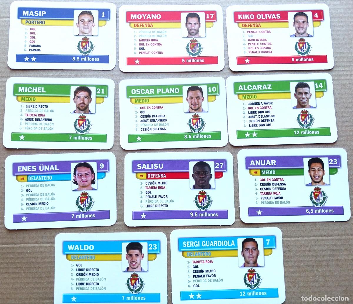 Cromos de F&uacute;tbol: REAL VALLADOLID 11 CROMOS COLECCION COMPLETA JUEGO DE LA LIGA BORRAS 2019 2020 CARD CARTA L223