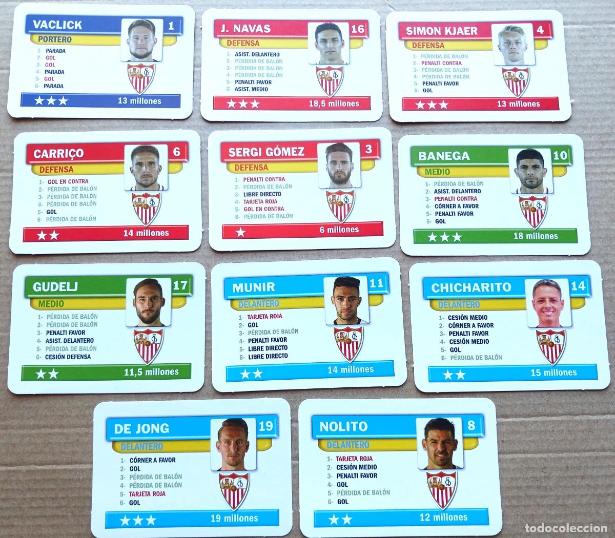 Cromos de F&uacute;tbol: SEVILLA FC LOTE 11 CROMOS COLECCION COMPLETA JUEGO DE LA LIGA BORRAS 2019 2020 CARD CARTA L224