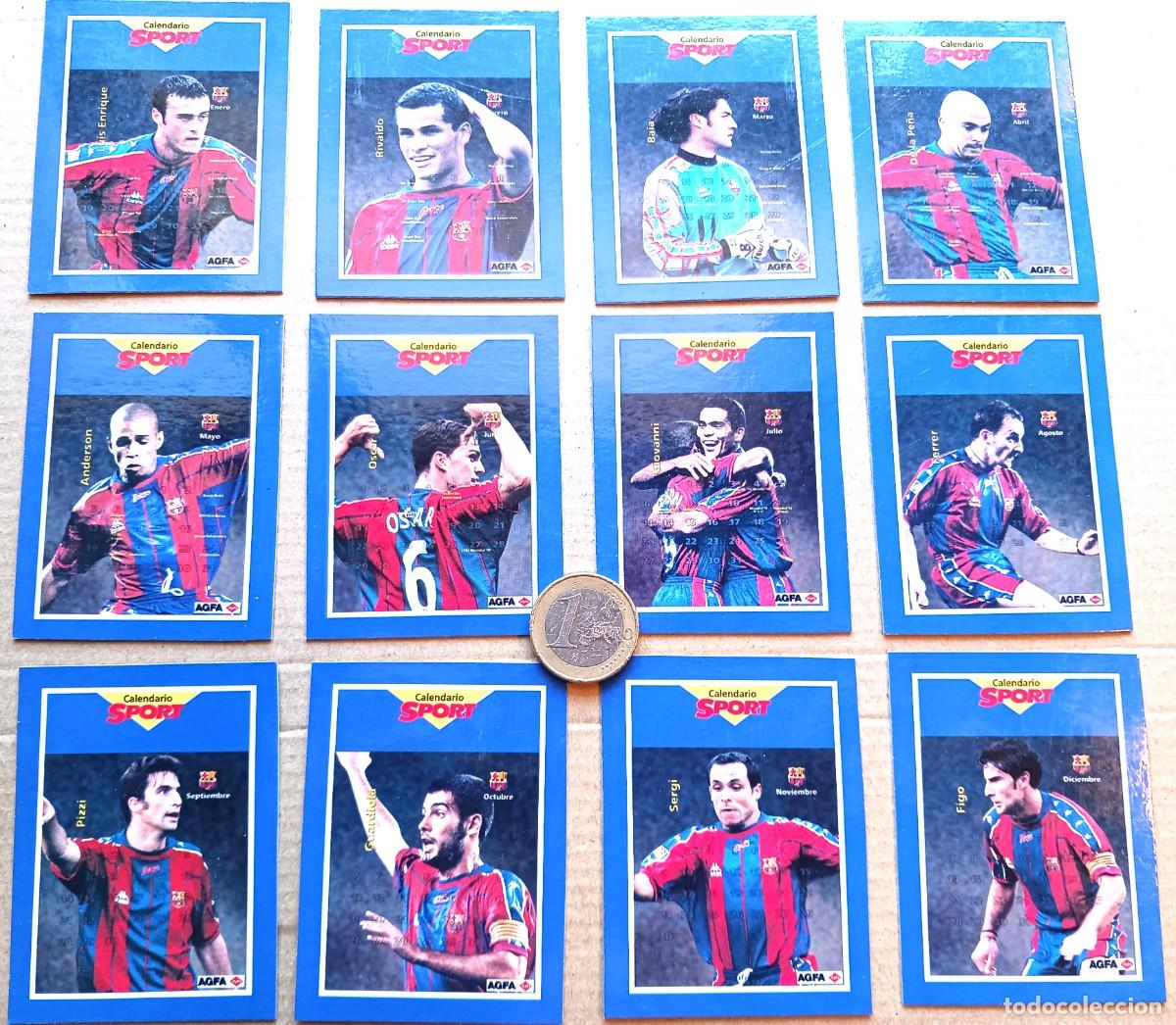 Cromos de F&uacute;tbol: FC BARCELONA LOTE 12 CROMOS SPORT 1997 1998 DEL CALENDARIO ANUAL 12 MESES JUGADORES CARTA L241