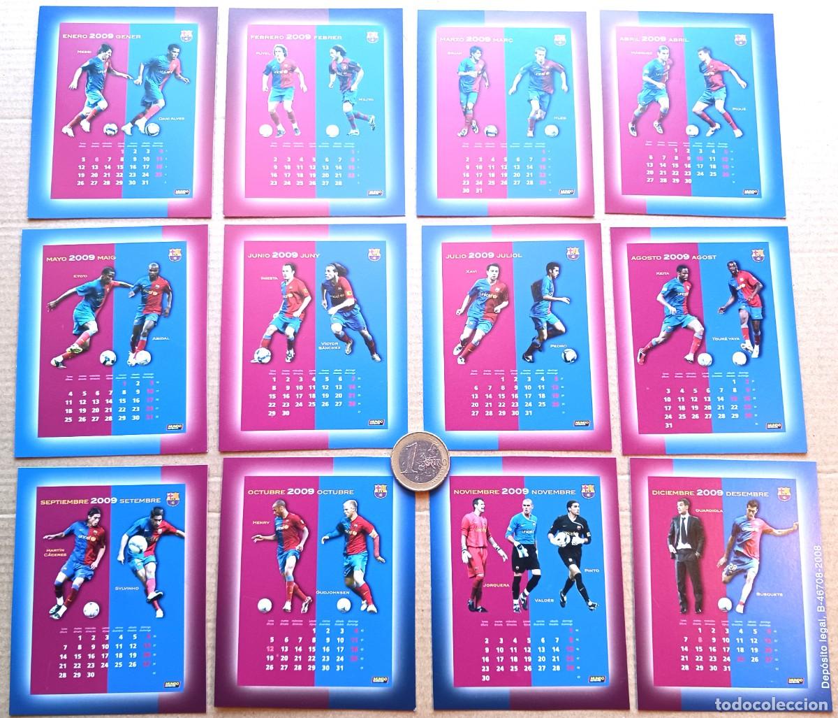 Cromos de F&uacute;tbol: FC BARCELONA LOTE 12 CROMOS MUNDO DEPORTIVO 2008 2009 DEL CALENDARIO ANUAL 12 MESES CARTA L242