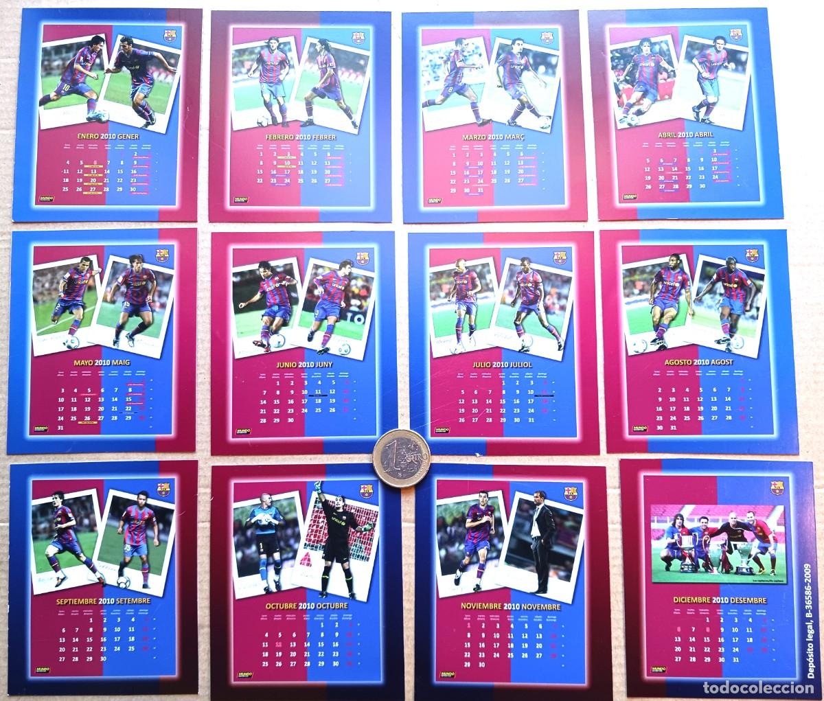 Cromos de F&uacute;tbol: FC BARCELONA LOTE 12 CROMOS MUNDO DEPORTIVO 2009 2010 DEL CALENDARIO ANUAL 12 MESES CARTA L243