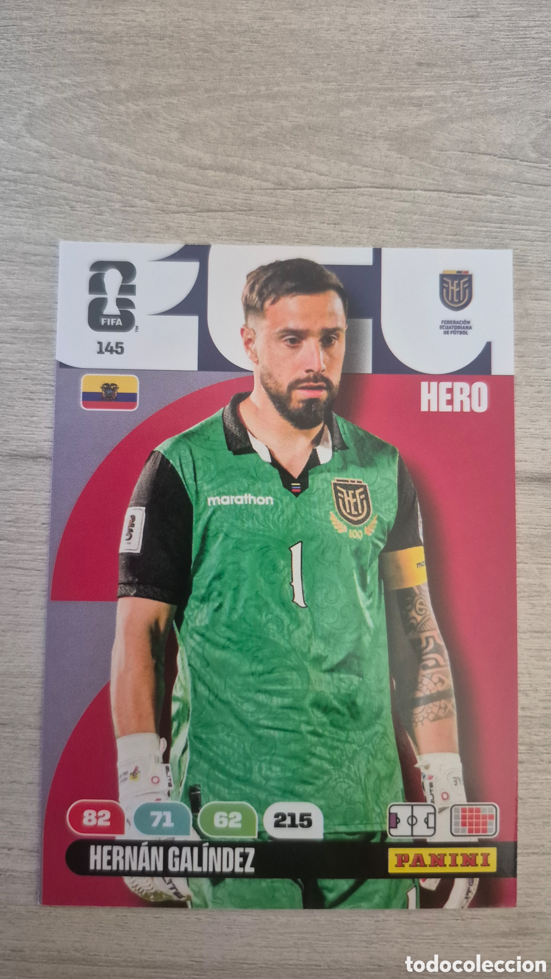Cromos de F&uacute;tbol: N&deg;145 Ecuador Hern&aacute;n Galindez Adrenalyn FIFA World Cup 26