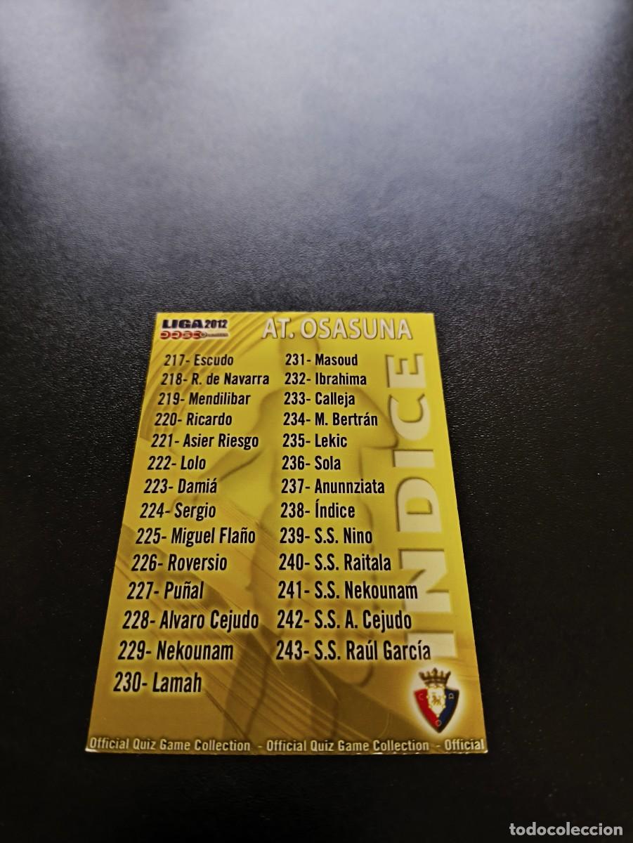 Cromos de F&uacute;tbol: 238 INDICE OSASUNA MUNDICROMO LIGA 2011 2012 11 12 NO PANINI ESTE MEGACRACKS