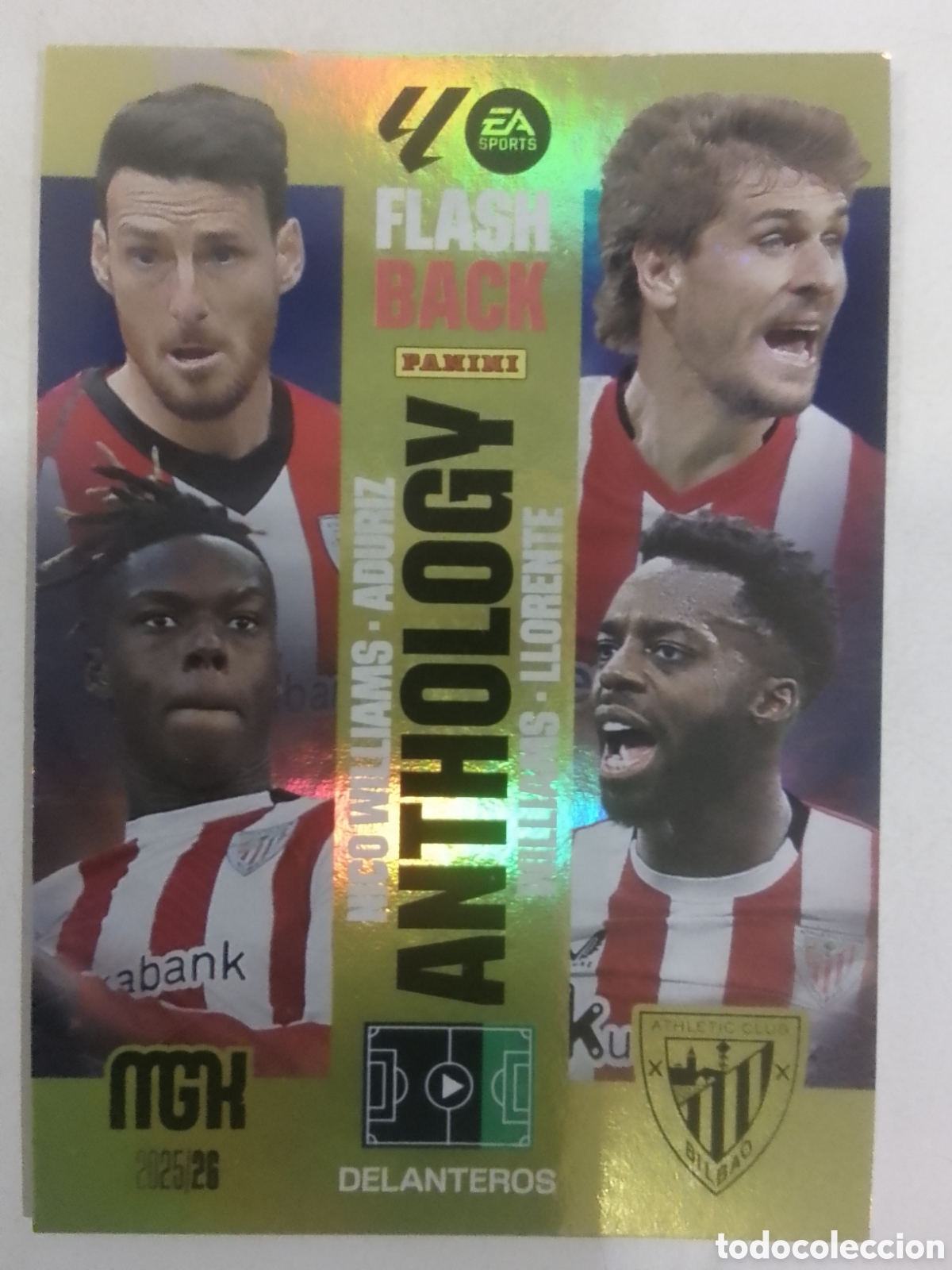 Cartes &agrave; collectionner de Football: Megacracks 2025/26 n&deg; 433 Nico Williams &bull; Aduriz &bull; Williams &bull; Llorente - Athletic Club. FLASH BACK A