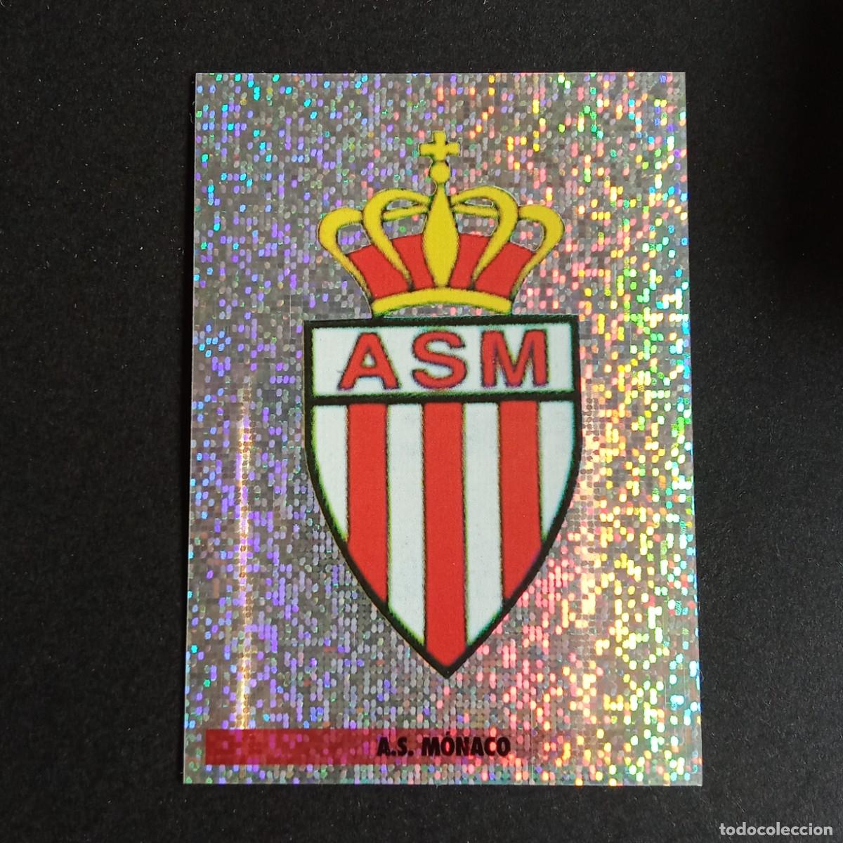 Cromos de F&uacute;tbol: LOS MEJORES EQUIPOS DE EUROPA 1996 1997 96 97 PANINI 170 ESCUDO MONACO BRILLANTINA FINA SIN PEGAR