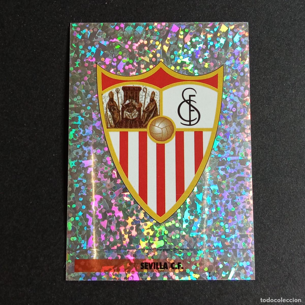 Cromos de F&uacute;tbol: LOS MEJORES EQUIPOS DE EUROPA 1996 1997 96 97 PANINI 248 ESCUDO SEVILLA BRILLANTINA GRUESA SIN PEGAR