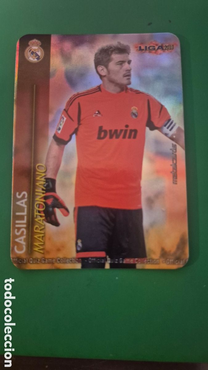 Cromos de F&uacute;tbol: CROMO 12 13 MUNDICROMO FICHAS MARATONIANO 2012 2013 MADRID 1/9 CASILLAS METALCARDS BRILLO LISO