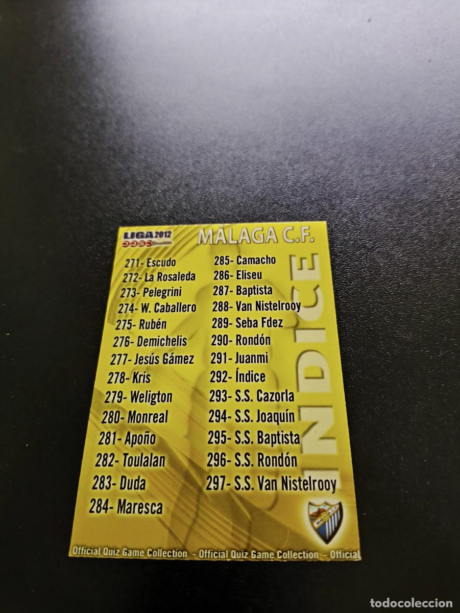 Cromos de F&uacute;tbol: 292 INDICE MALAGA MUNDICROMO LIGA 2011 2012 11 12 NO PANINI ESTE MEGACRACKS