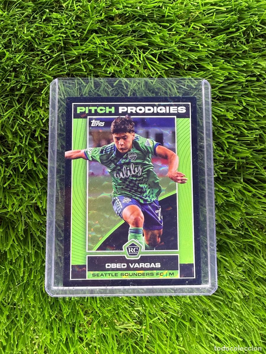 Cromos de F&uacute;tbol: N&ordm; 4 Obed Vargas Pitch Prodigies Black Icy Foil Paralell Seattle Sounders Topps MLS 22 23