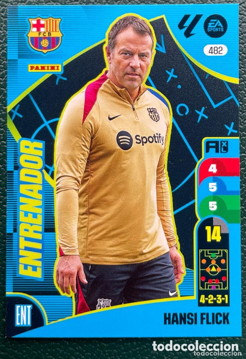 Fu&szlig;ball-Sticker: 482 HANSI FLICK ENTRENADOR FC BARCELONA FICHAS ALBUM ADRENALYN XL 2024 2025 24 25