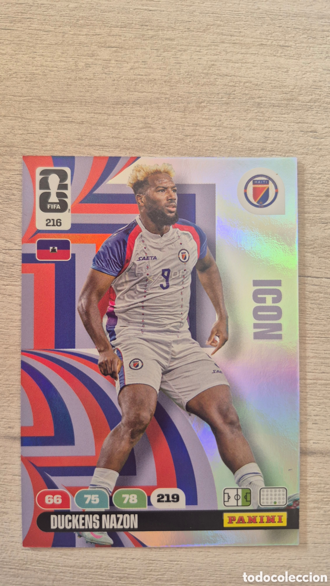 Cromos de F&uacute;tbol: N&deg;216 Icon Hait&iacute; Duckens Nazon Adrenalyn FIFA World Cup 26