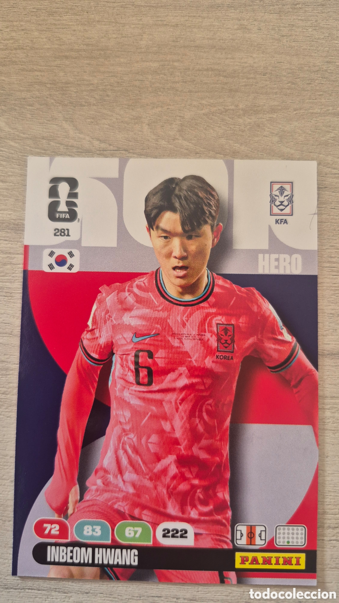 Figurine di Calcio: N&deg;281 Corea del Sur Inbeom Hwang Adrenalyn FIFA World Cup 26