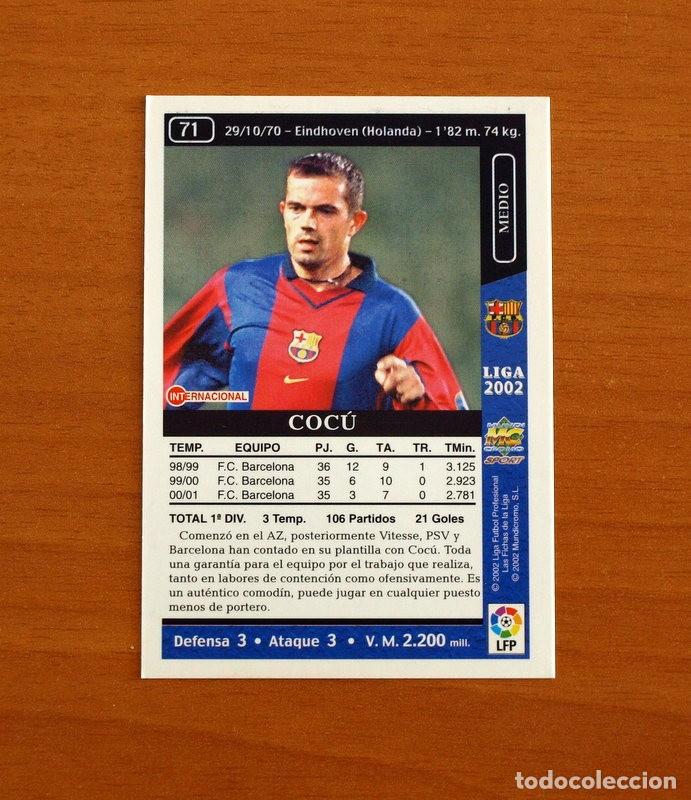 Cromos de F&uacute;tbol: Barcelona - N&ordm; 71 Coc&uacute; - Mundicromo Las Fichas de la Liga 2001-2002, 01-02