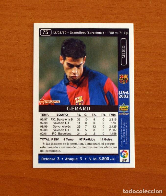 Cromos de F&uacute;tbol: Barcelona - N&ordm; 75 Gerard - Mundicromo Las Fichas de la Liga 2001-2002, 01-02