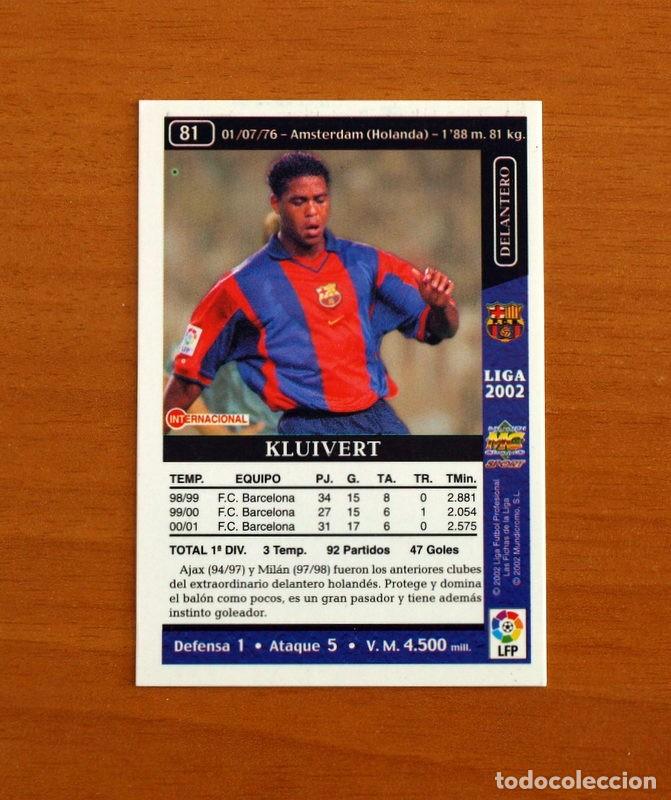 Cartes &agrave; collectionner de Football: Barcelona - N&ordm; 81 Kluivert - Mundicromo Las Fichas de la Liga 2001-2002, 01-02