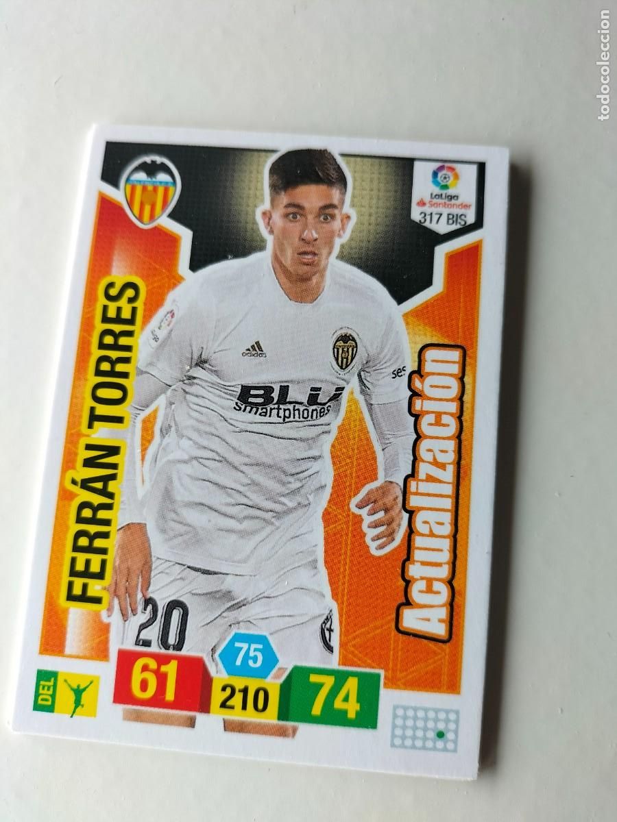 Cromos de F&uacute;tbol: 1 CROMO FICHA PANINI ADRENALYN TEMPORADA 18-19 2018-2019 VALENCIA C.F - FERRAN TORRES 317 BIS