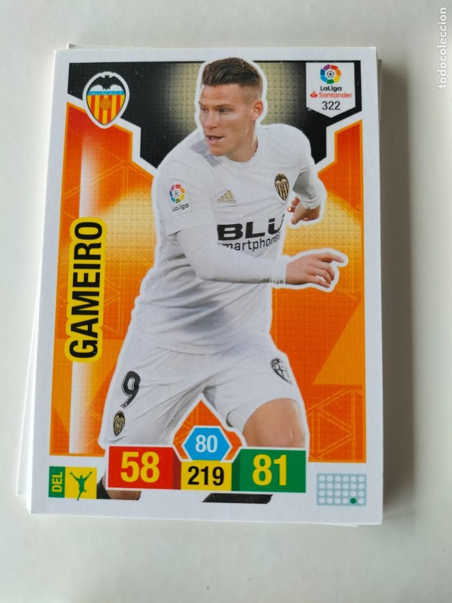 Cromos de F&uacute;tbol: 1 CROMO FICHA PANINI ADRENALYN TEMPORADA 18-19 2018-2019 VALENCIA C.F GAMEIRO 322