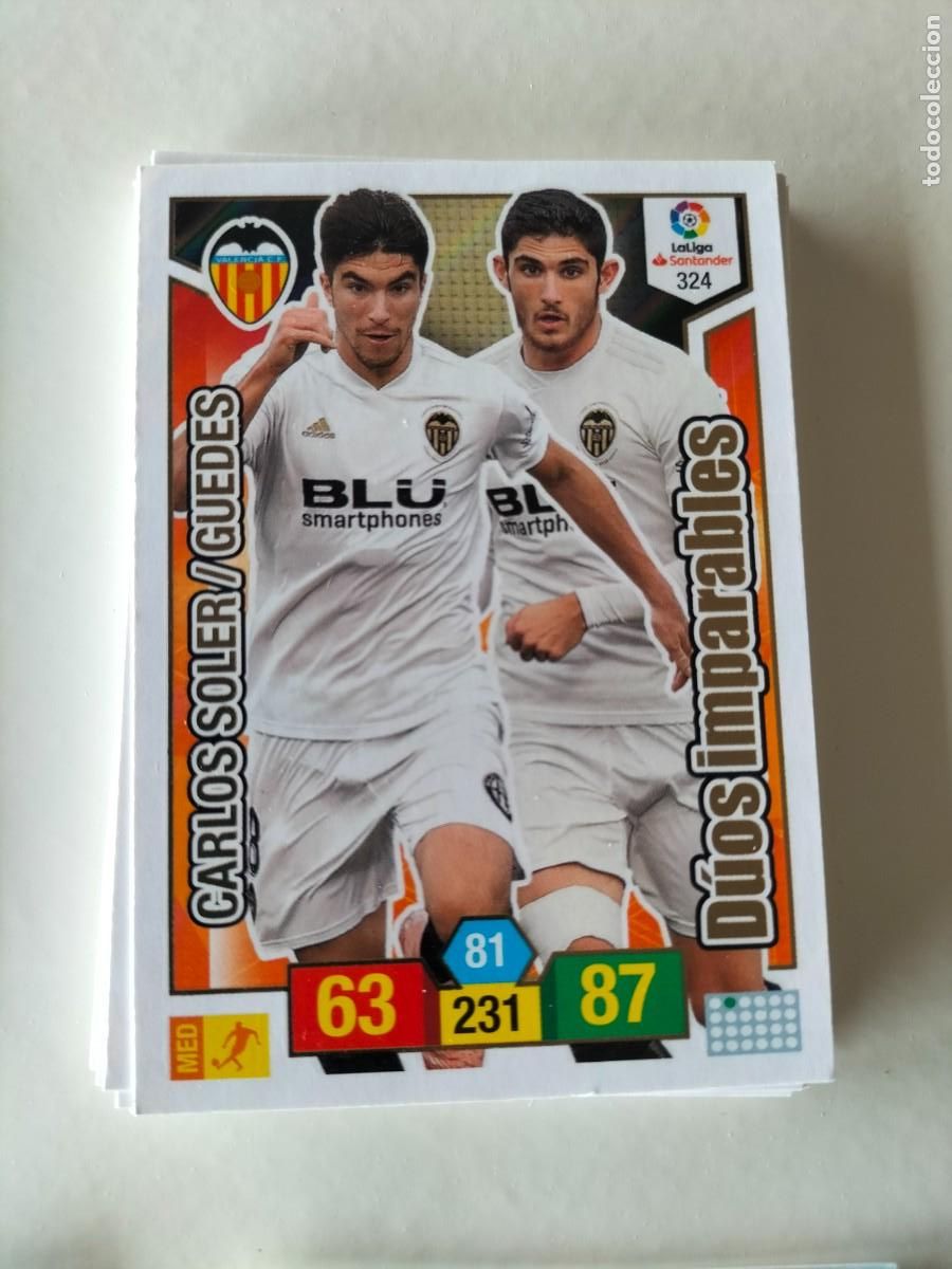 Cromos de F&uacute;tbol: 1 CROMO FICHA PANINI ADRENALYN TEMPORADA 18-19 2018-2019 VALENCIA C.F CARLOS SOLER - GUEDES 324