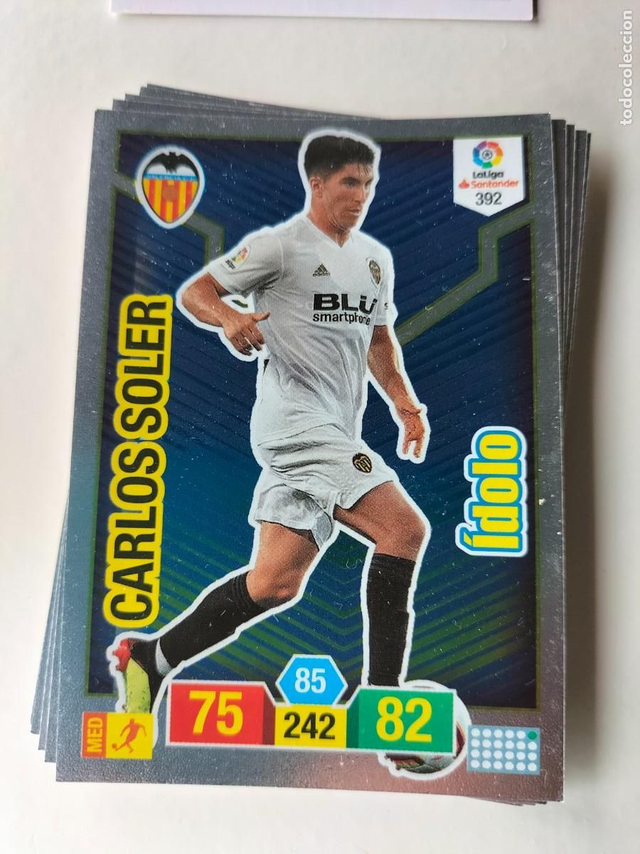 Cromos de F&uacute;tbol: 1 CROMO FICHA PANINI ADRENALYN TEMPORADA 18-19 2018-2019 VALENCIA C.F CARLOS SOLER 392 IDOLO