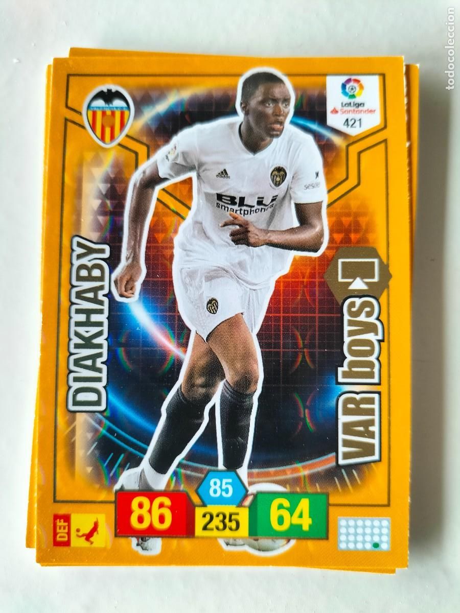 Cromos de F&uacute;tbol: 1 CROMO FICHA PANINI ADRENALYN TEMPORADA 18-19 2018-2019 VALENCIA C.F 421 DIAKHABY ( VAR BOYS