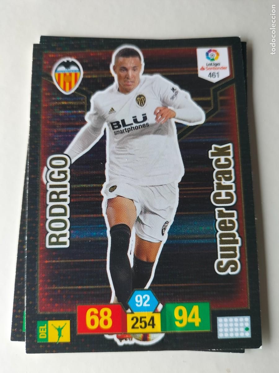 Cromos de F&uacute;tbol: 1 CROMO FICHA PANINI ADRENALYN TEMPORADA 18-19 2018-2019 VALENCIA C.F 461 RODRIGO SUPER CRACK
