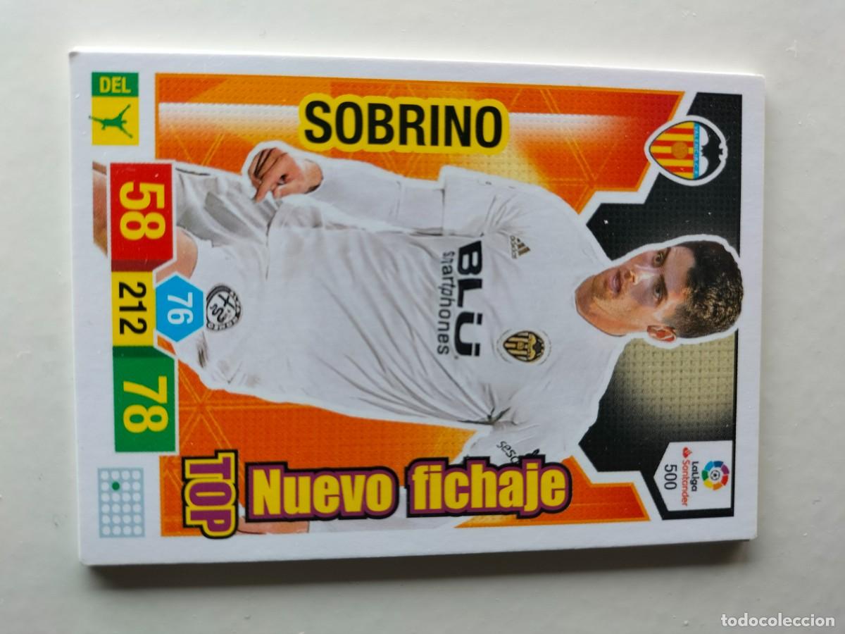 Cromos de F&uacute;tbol: 1 CROMO FICHA PANINI ADRENALYN TEMPORADA 18-19 2018-2019 VALENCIA C.F 500 SOBRINO FICHAJE TOP NUEVO
