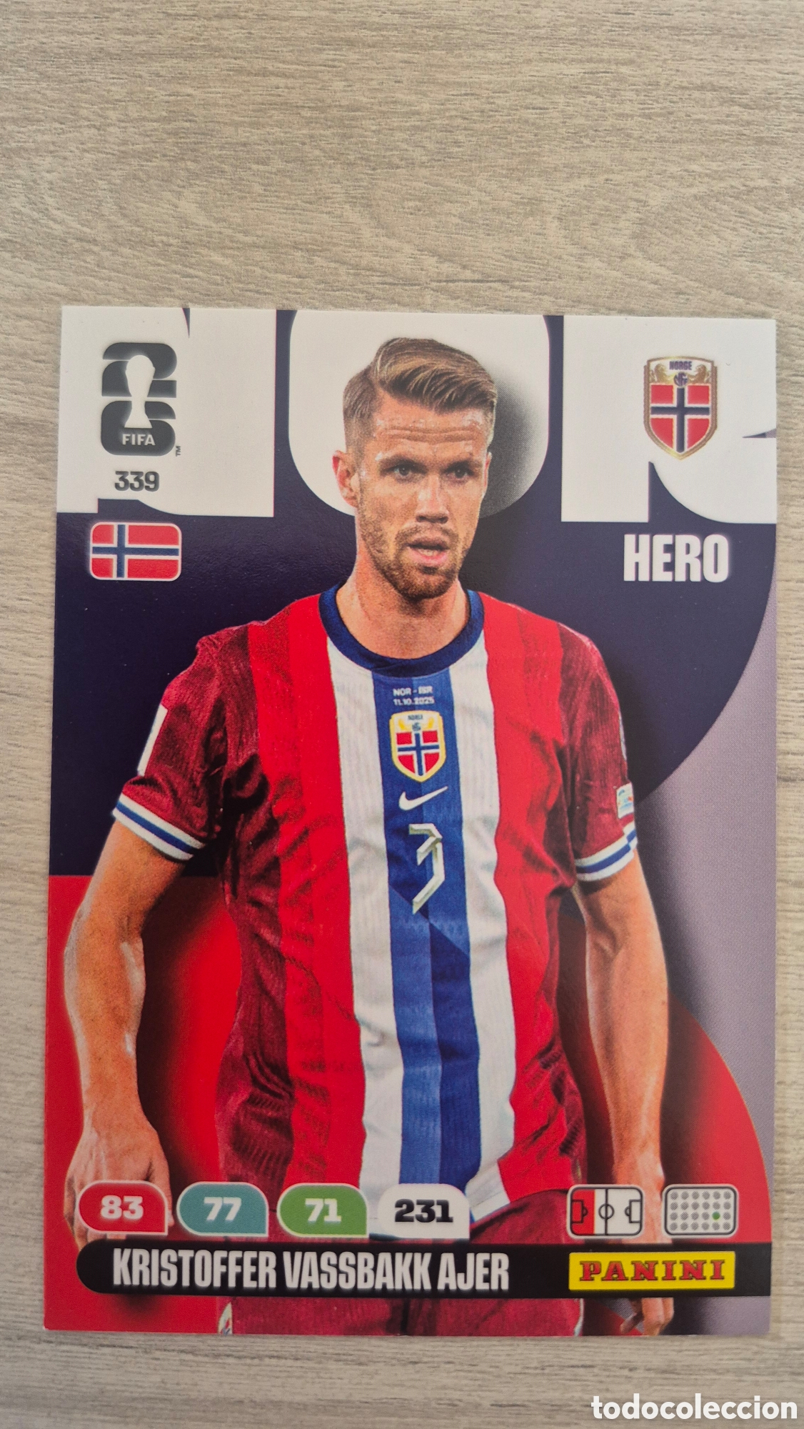 Cromos de F&uacute;tbol: N&deg;339 Noruega Kristoffer Vassbakk Ajer Adrenalyn FIFA World Cup 26