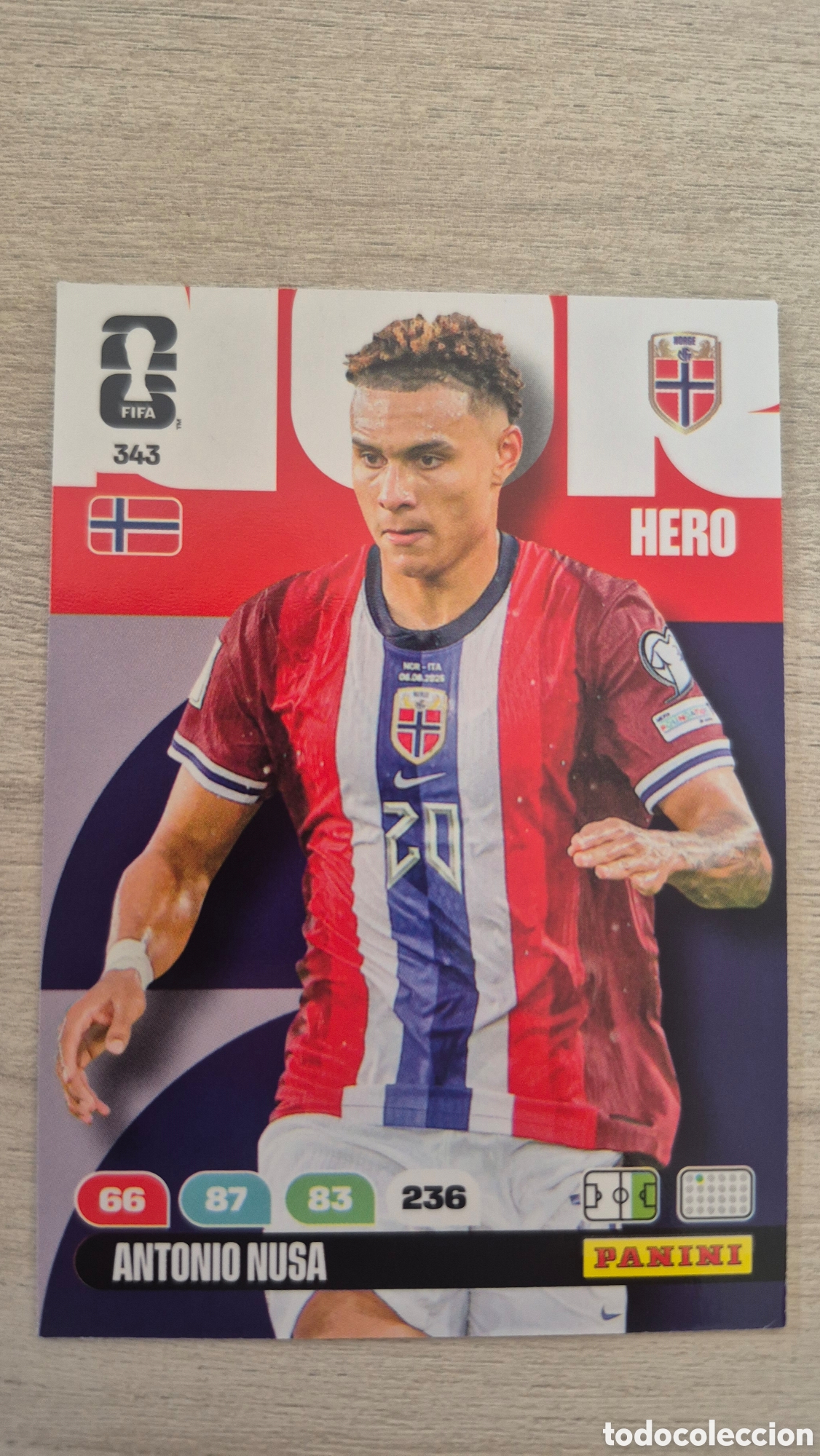 Cromos de F&uacute;tbol: N&deg;343 Noruega Antonio Nusa Adrenalyn FIFA World Cup 26