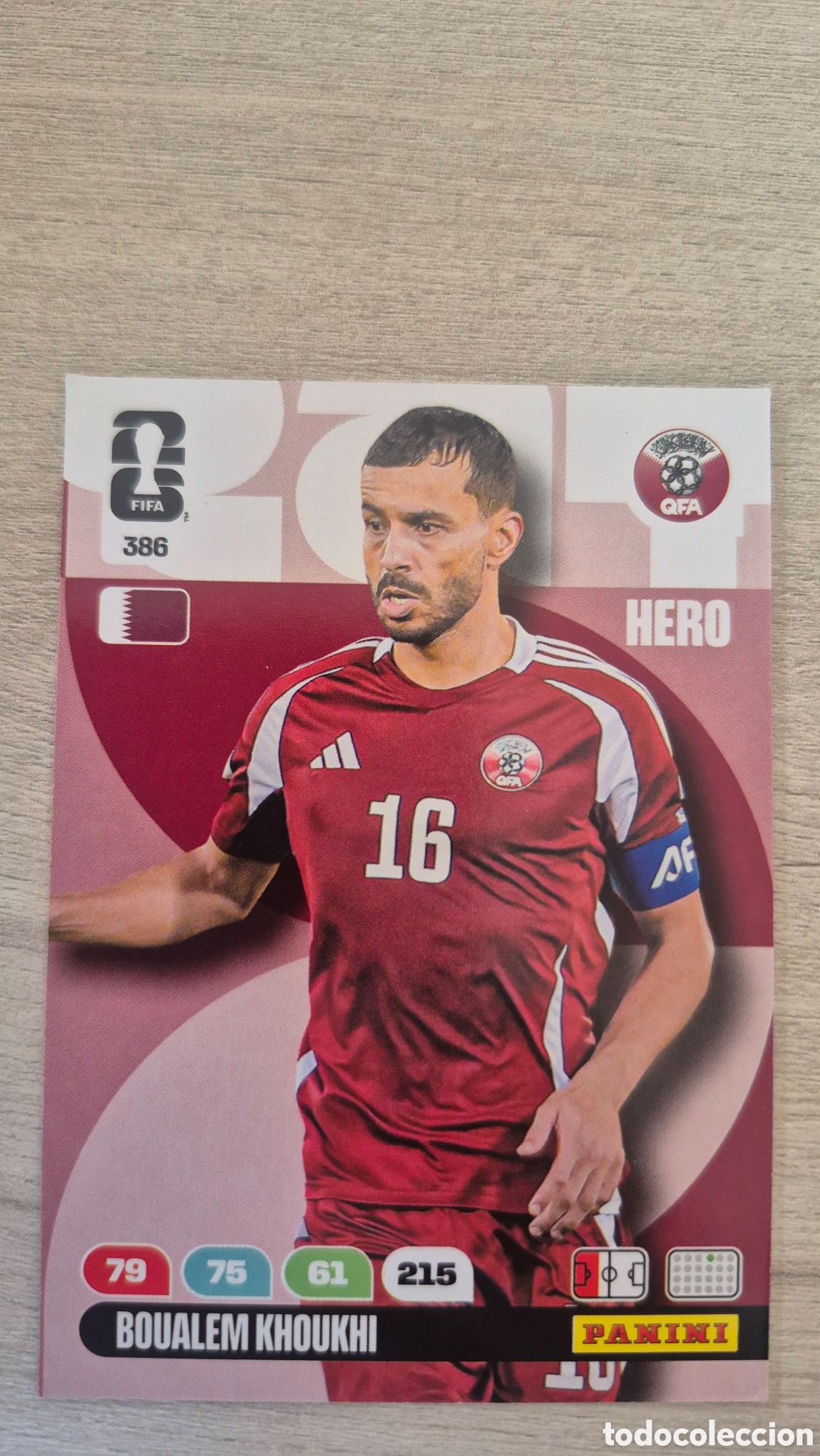 Cromos de F&uacute;tbol: N&deg;386 Qatar Boualem Khoukhi Adrenalyn FIFA World Cup 26