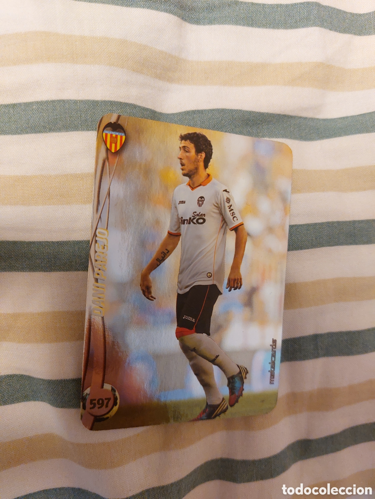 Cromos de F&uacute;tbol: 597 PAREJO VALENCIA METALCARDS MUNDICROMO 14 15 2014 2015 LAS FICHAS QUIZ DE LA LIGA 2015