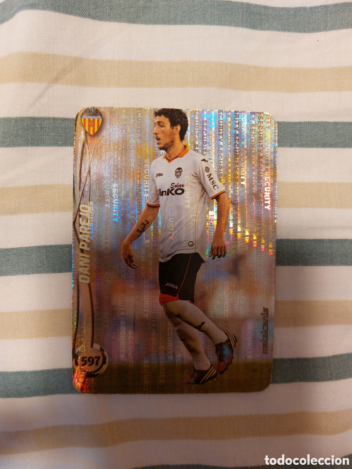 Cromos de F&uacute;tbol: 597 PAREJO VALENCIA METACARDS SECURITY MUNDICROMO 14 15 2014 2015 LAS FICHAS QUIZ DE LA LIGA 2015