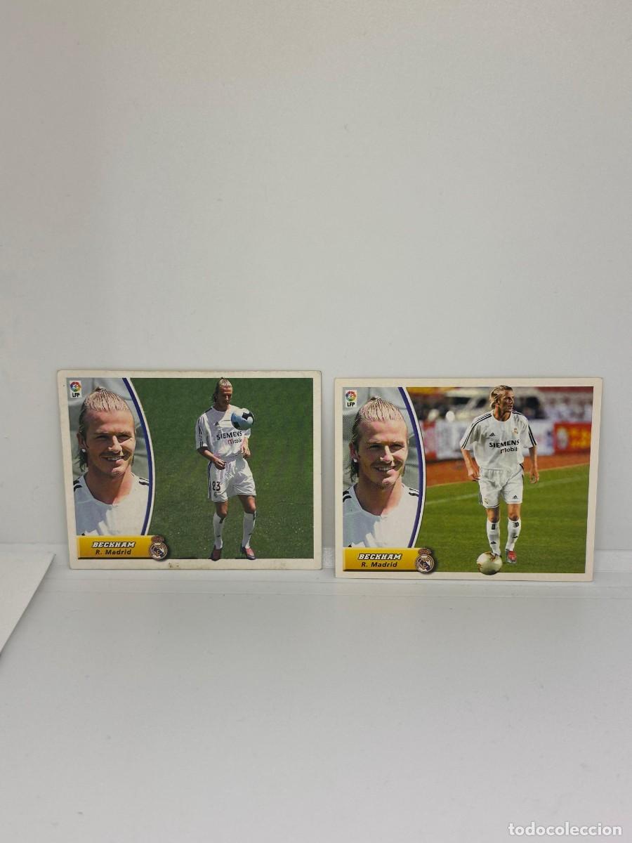 Cromos de F&uacute;tbol: Cromo Beckham Real Madrid doble imagen liga este 2003 2004 03 04 sin pegar