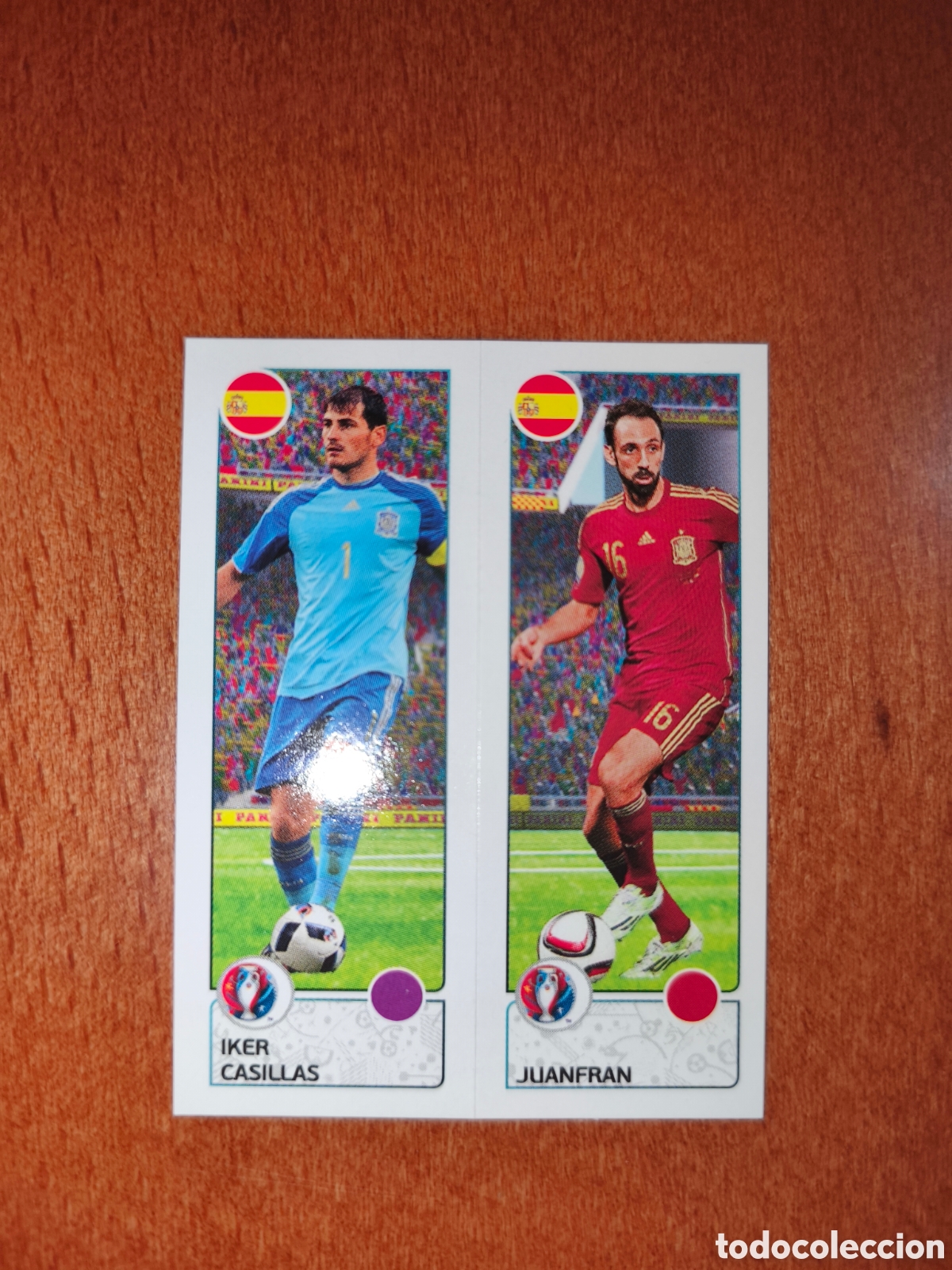 Cromos de F&uacute;tbol: Iker Casillas/Juanfran n&deg;374 UEFA Euro 2016 Espa&ntilde;a