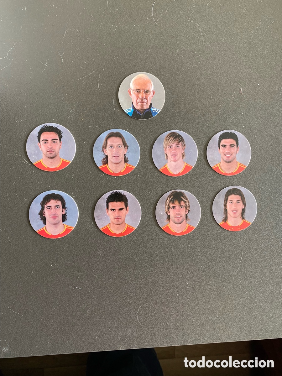 Cromos de F&uacute;tbol: Lote 9 Tazos Selecci&oacute;n Espa&ntilde;ola F&uacute;tbol - Mundial 2006 Plus - Luis Aragon&eacute;s, Ra&uacute;l, Xavi