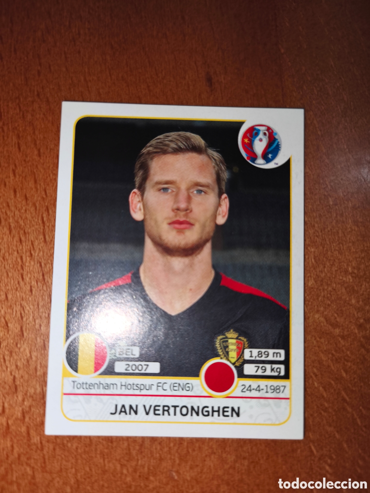 Cromos de F&uacute;tbol: Jan Vertonghen n&deg;469 UEFA Euro 2016 B&eacute;lgica