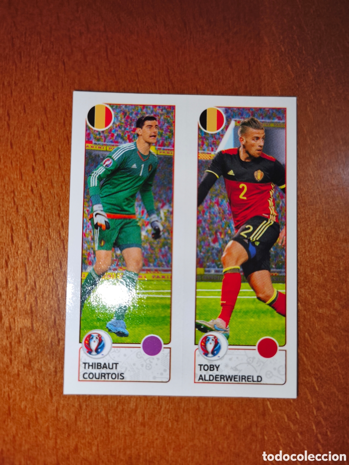 Cromos de F&uacute;tbol: Thibaut Courtois/Toby Alderweireld n&deg;486 UEFA Euro 2016 B&eacute;lgica