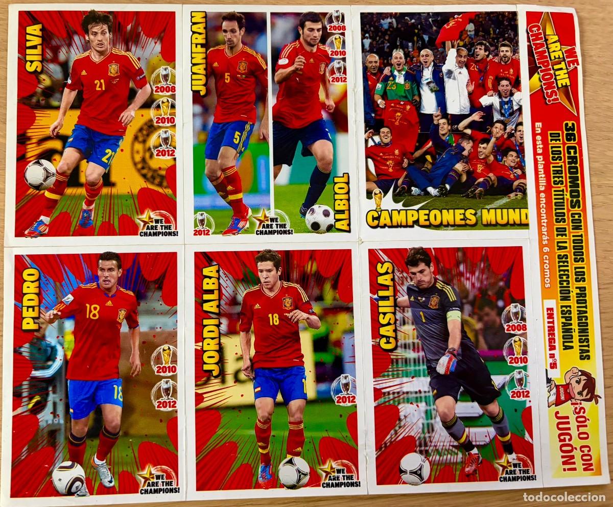 Cromos de F&uacute;tbol: LAMINA ESPA&Ntilde;A 6 CROMOS WE ARE THE CHAMPIONS JUGON PANINI SIN CORTAR ENTREGA NUMERO 5 STICKER 2012 12
