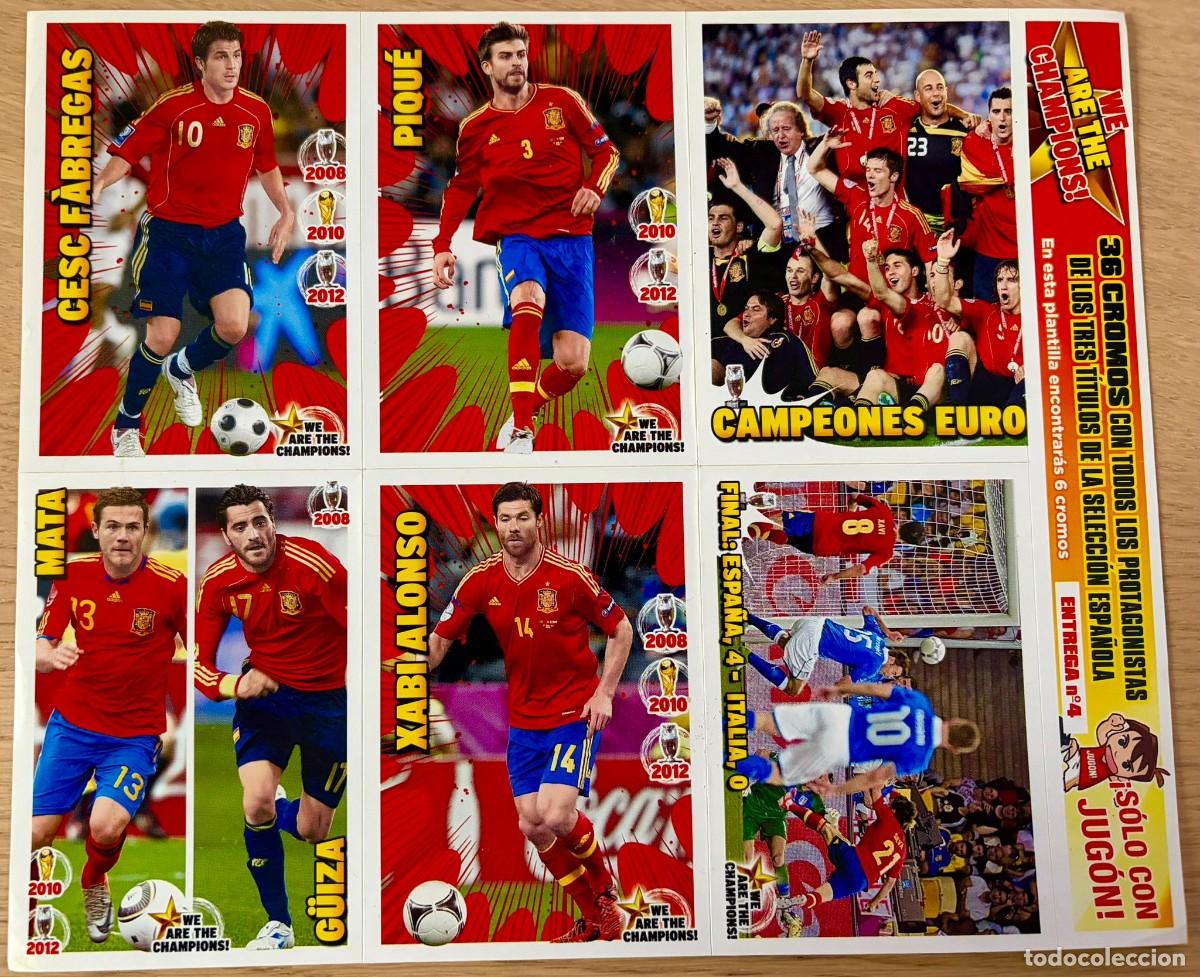 Cromos de F&uacute;tbol: LAMINA ESPA&Ntilde;A 6 CROMOS WE ARE THE CHAMPIONS JUGON PANINI SIN CORTAR ENTREGA NUMERO 4 STICKER 2012 12