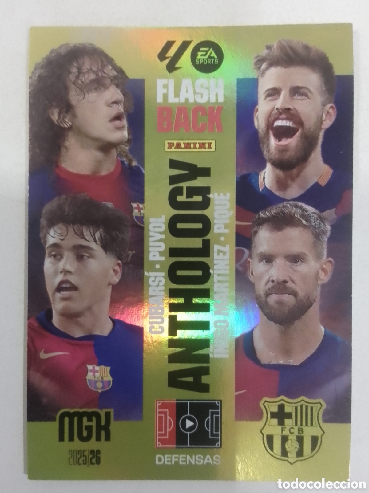 Cromos de F&uacute;tbol: Megacracks 2025/26 n&deg; 439 Cubars&iacute; &bull; Puyol &bull; &Iacute;&ntilde;igo Mart&iacute;nez &bull; Piqu&eacute; - Barcelona. FLASH BACK ANTHOLOGY