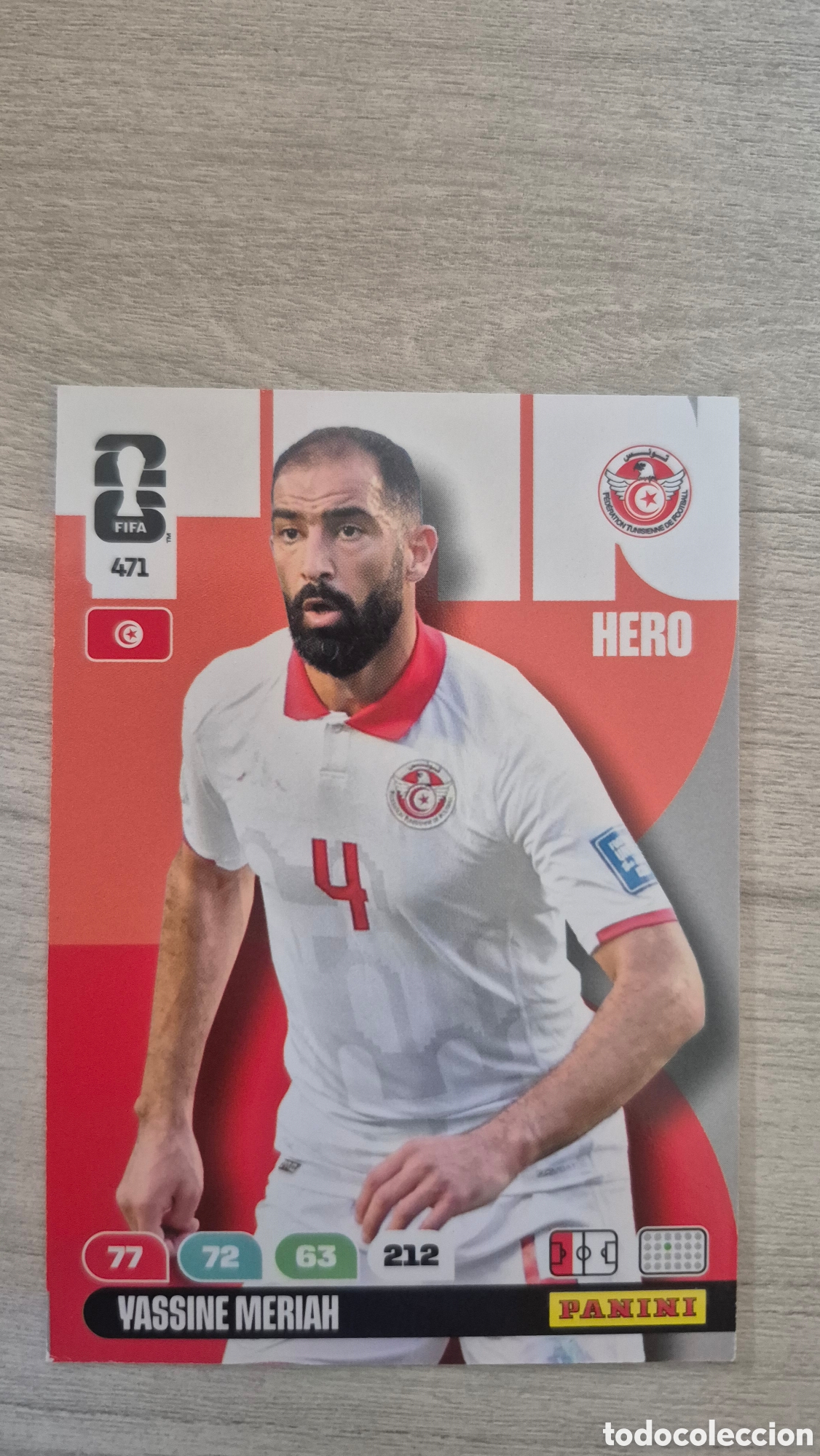 Fu&szlig;ball-Sticker: N&deg;471 T&uacute;nez Yassine Meriah Adrenalyn FIFA World Cup 26