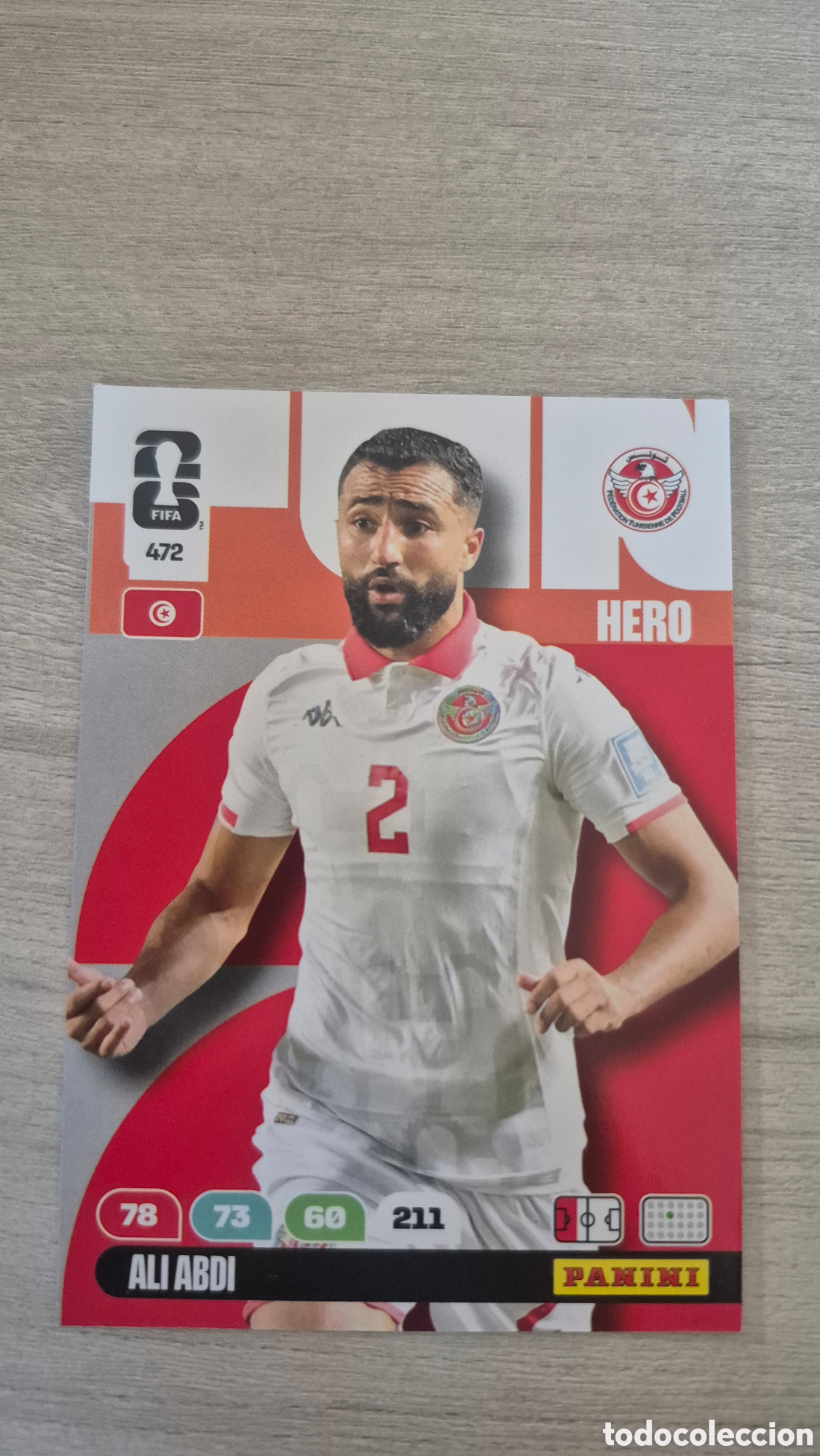 Fu&szlig;ball-Sticker: N&deg;472 T&uacute;nez Ali Abdi Adrenalyn FIFA World Cup 26