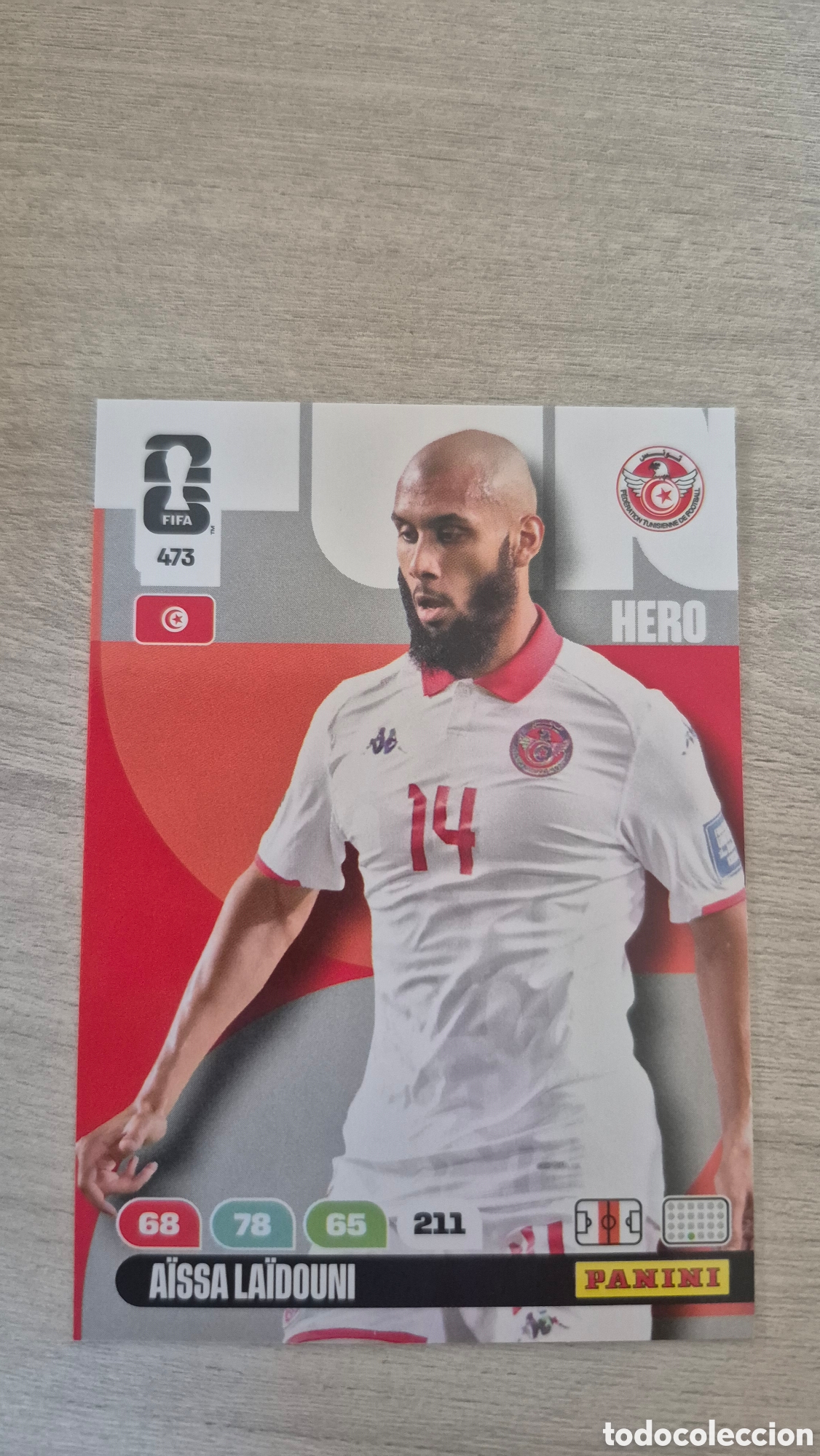 Fu&szlig;ball-Sticker: N&deg;473 T&uacute;nez A&iuml;ssa La&iuml;douni Adrenalyn FIFA World Cup 26