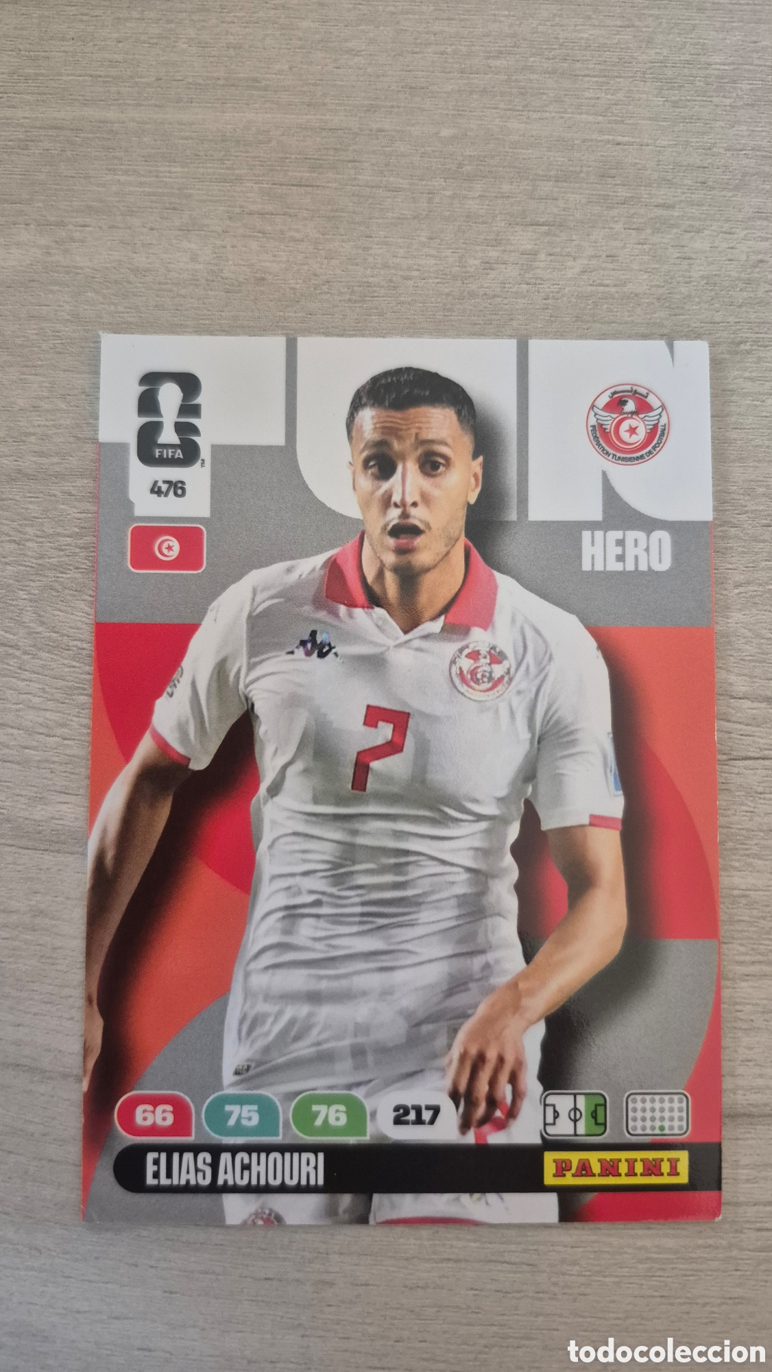 Fu&szlig;ball-Sticker: N&deg;476 T&uacute;nez El&iacute;as Achouri Adrenalyn FIFA World Cup 26