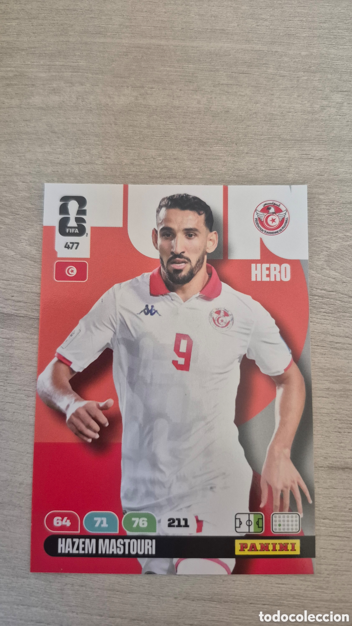 Fu&szlig;ball-Sticker: N&deg;477 T&uacute;nez Hazem Mastouri Adrenalyn FIFA World Cup 26