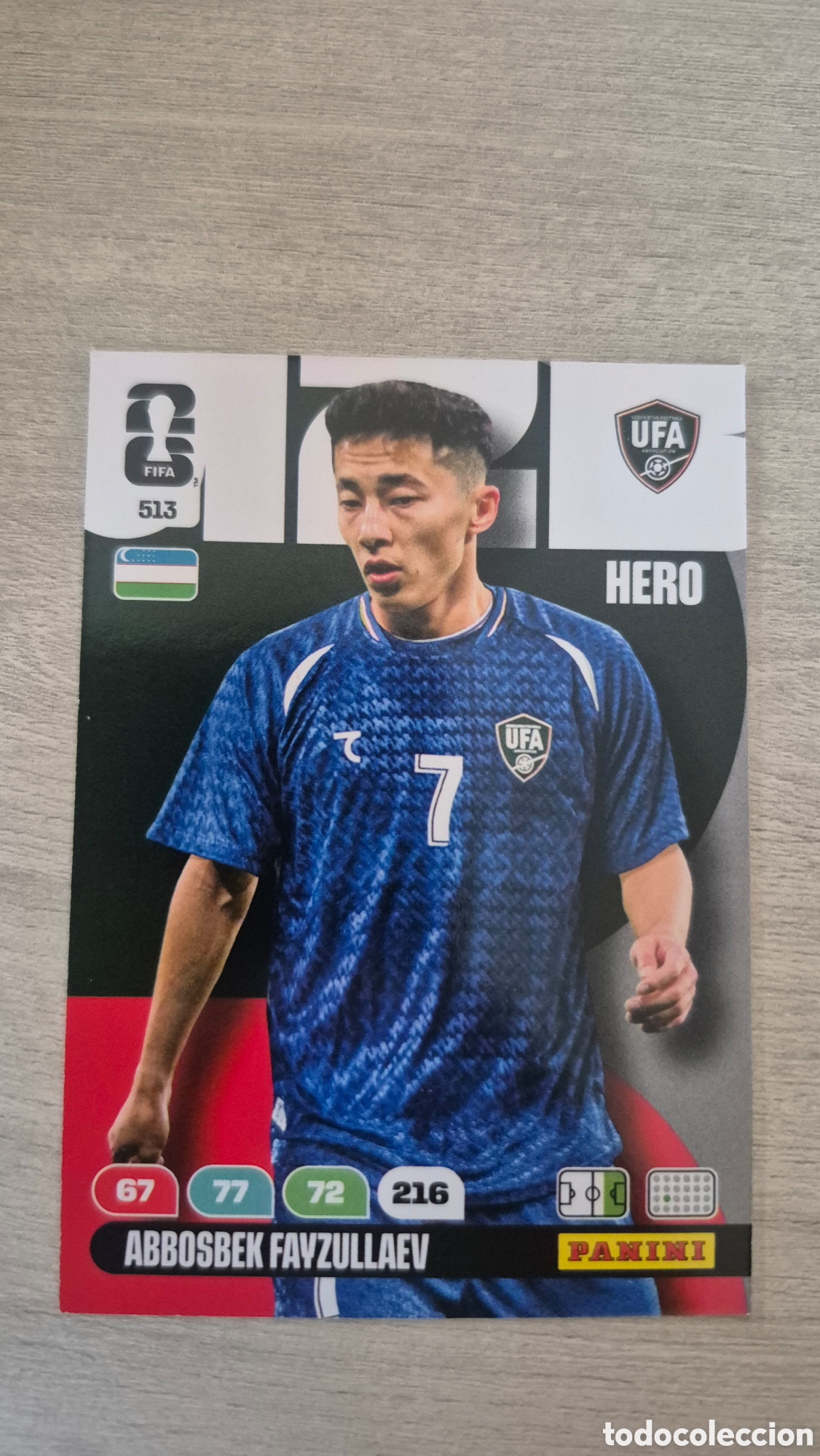 Cartes &agrave; collectionner de Football: N&deg;513 Uzbekistan Abbosbek Fayzullaev Adrenalyn FIFA World Cup 26